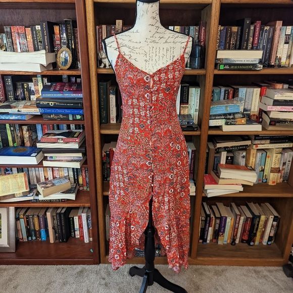 abel the label Dresses & Skirts - Abel the label lola high low spaghetti strap button front floral dress sz s